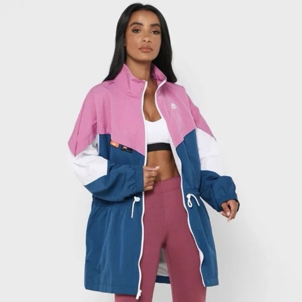 Nike Jacket Women's Blue and Pink Icon Clash Track Windbreaker Size XL/TG/EG EUC